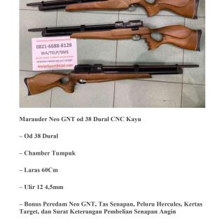 Marauder OD 38 Neo GNT Dural Laras 60cm Tiup CNC+ Packing Kayu