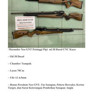 Marauder OD 38 Neo GNT Dural Laras 70 cm Tiup CNC+ Packing Kayu